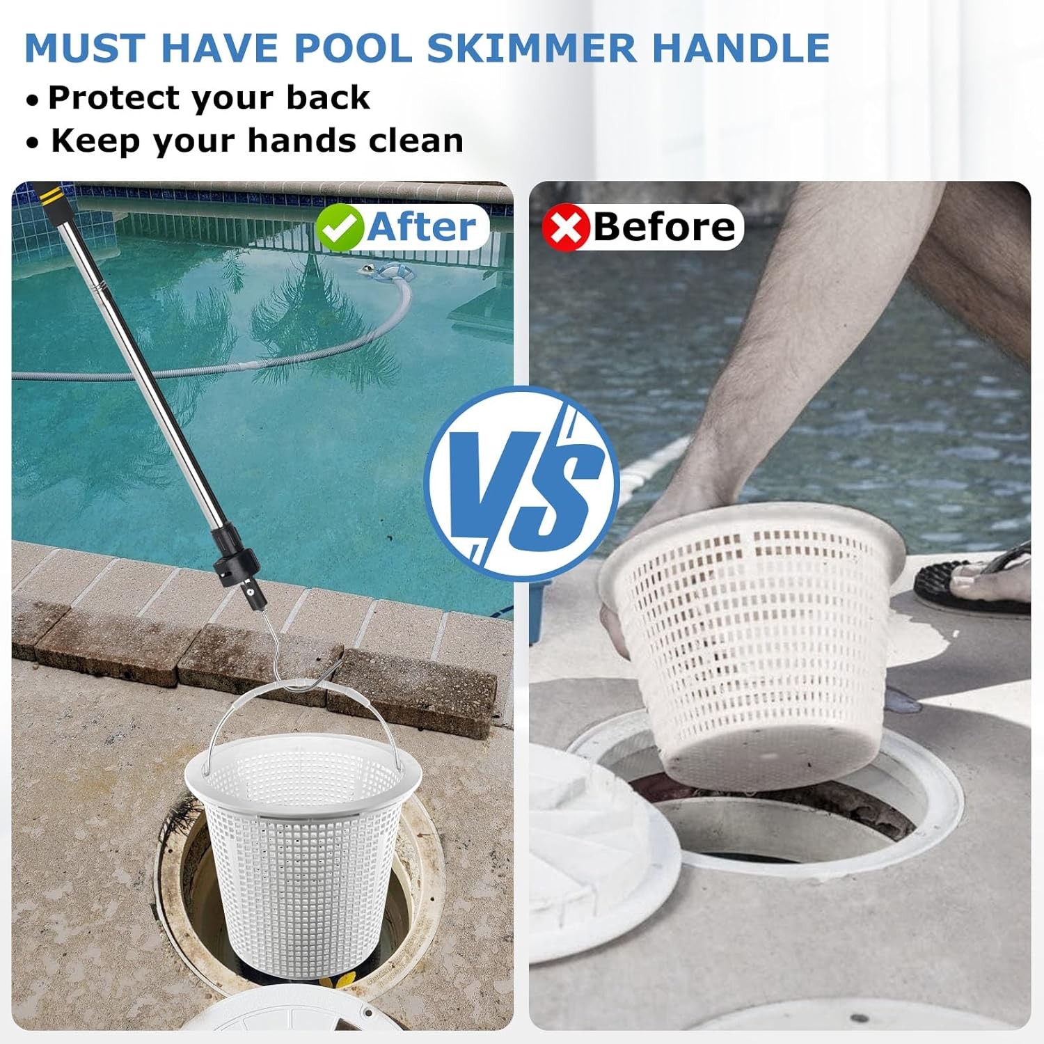 Pool Retrieval Hook for Robotic Pool Cleaner, 37&Prime; to 79&Prime; Pool Filter Basket Hook