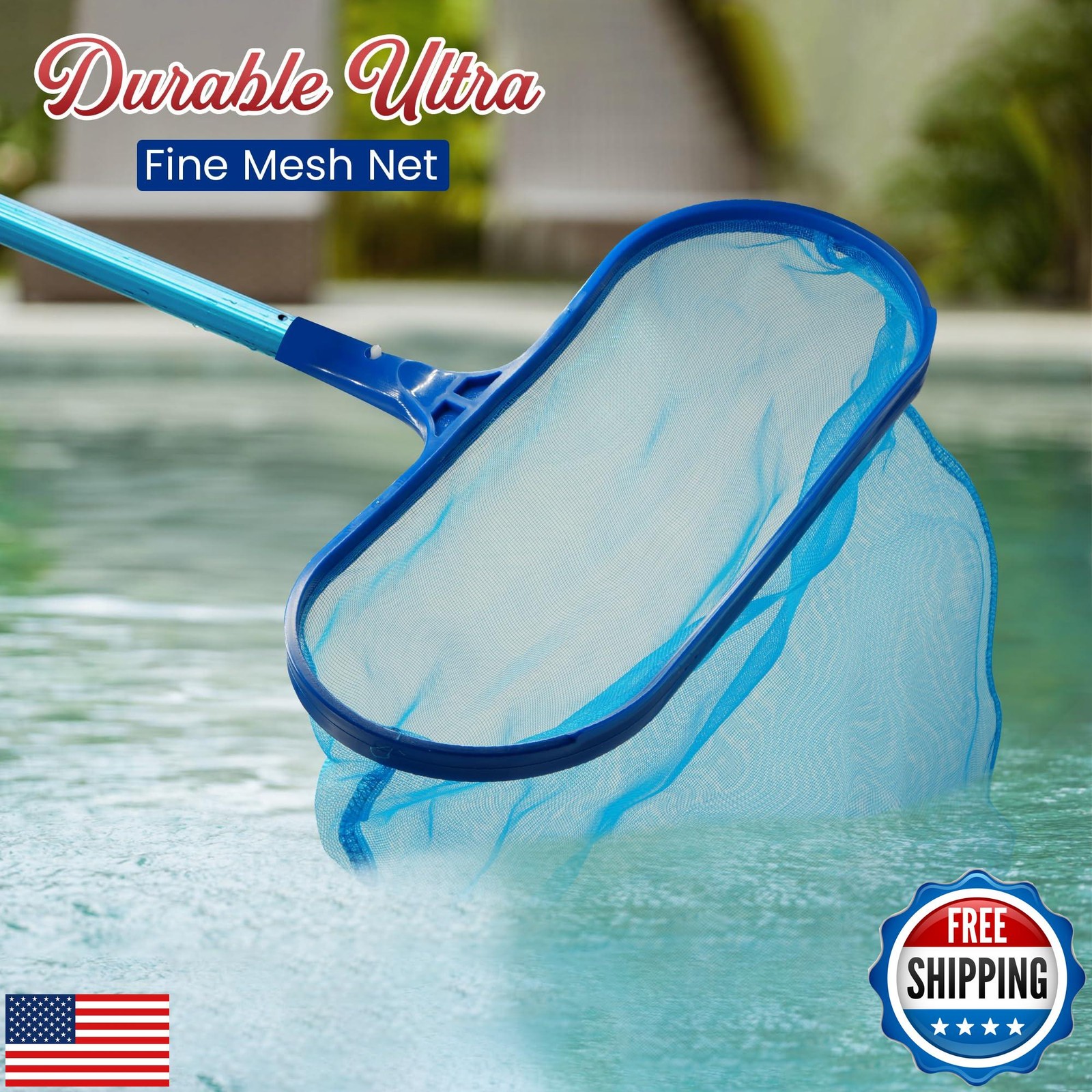 4E&rsquo;s Novelty Swimming Pool Skimmer Net and Leaf Rake Set – 17″ Heavy Duty Fra
