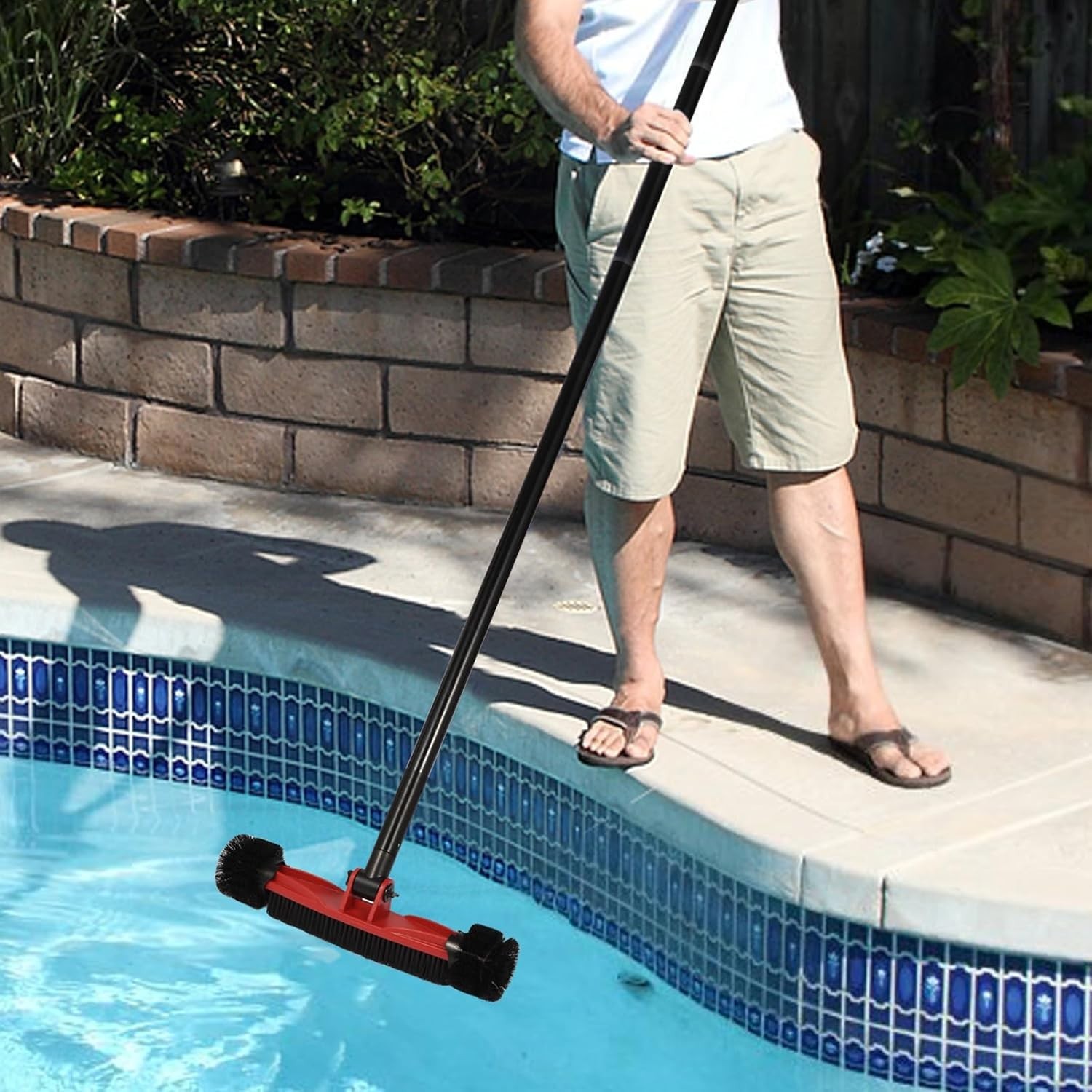 16-Inch Pool Brush Head Heavy Duty for Walls Floors Steps Corners with Alumin…