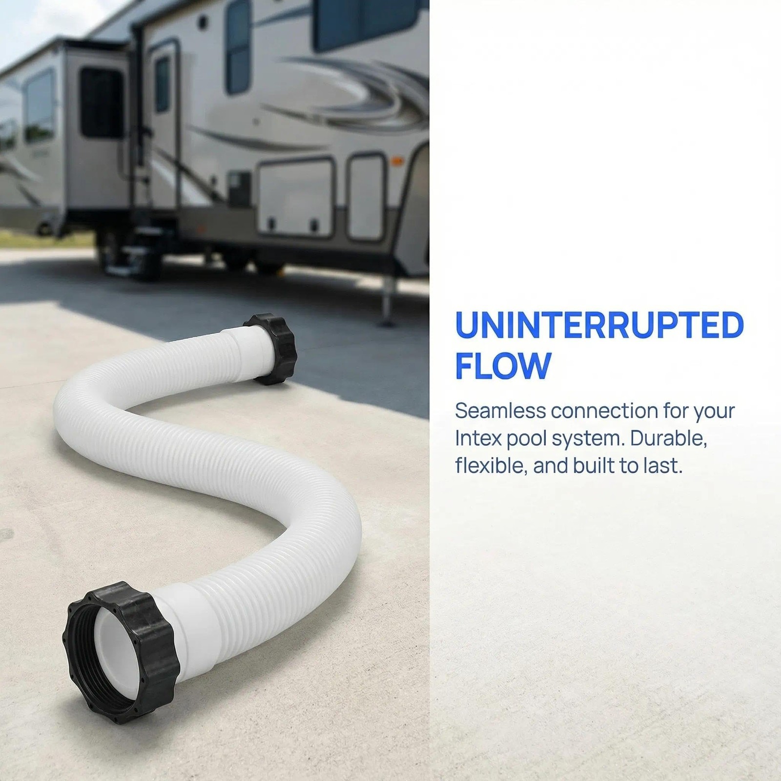 Pool Sand Filter Pump Hose – 16 inches long with a 1.5 inch diameter, ‎White