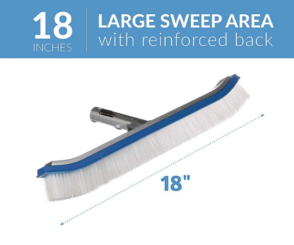 Heavy Duty Pool Brush for Wall & Tile with Reinforced Aluminium Back US STOCK