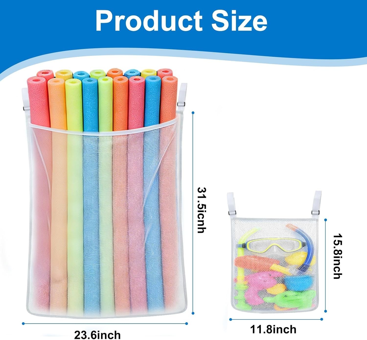 Mesh Storage Solutions for Poolside: 4-Pack Organizer & Adjustable Straps