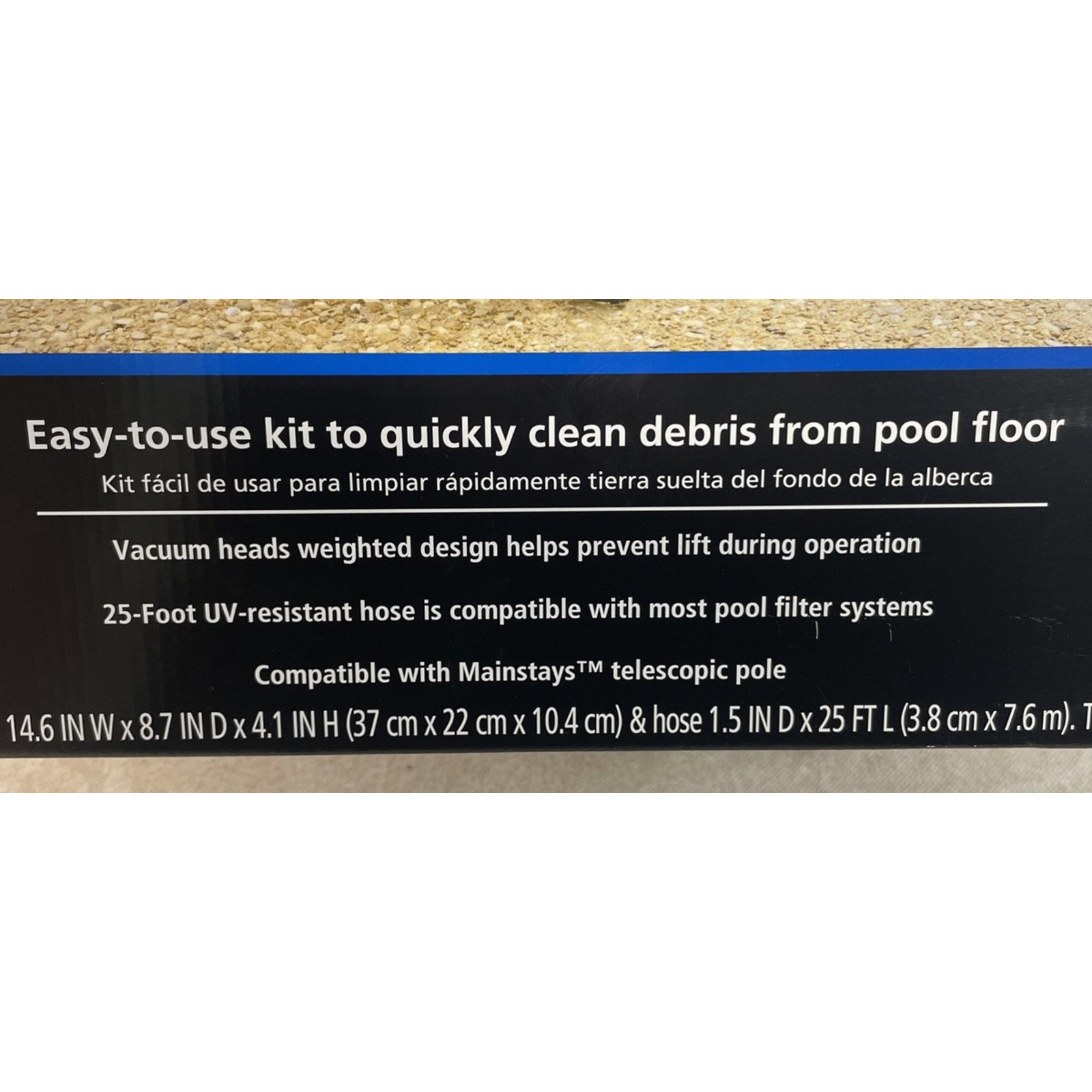 Mainstays Pool Vacuum Kit 2-Piece 25ft UV-Resistant Hose+Swivel Head 1.25&Prime;/1.5&Prime;