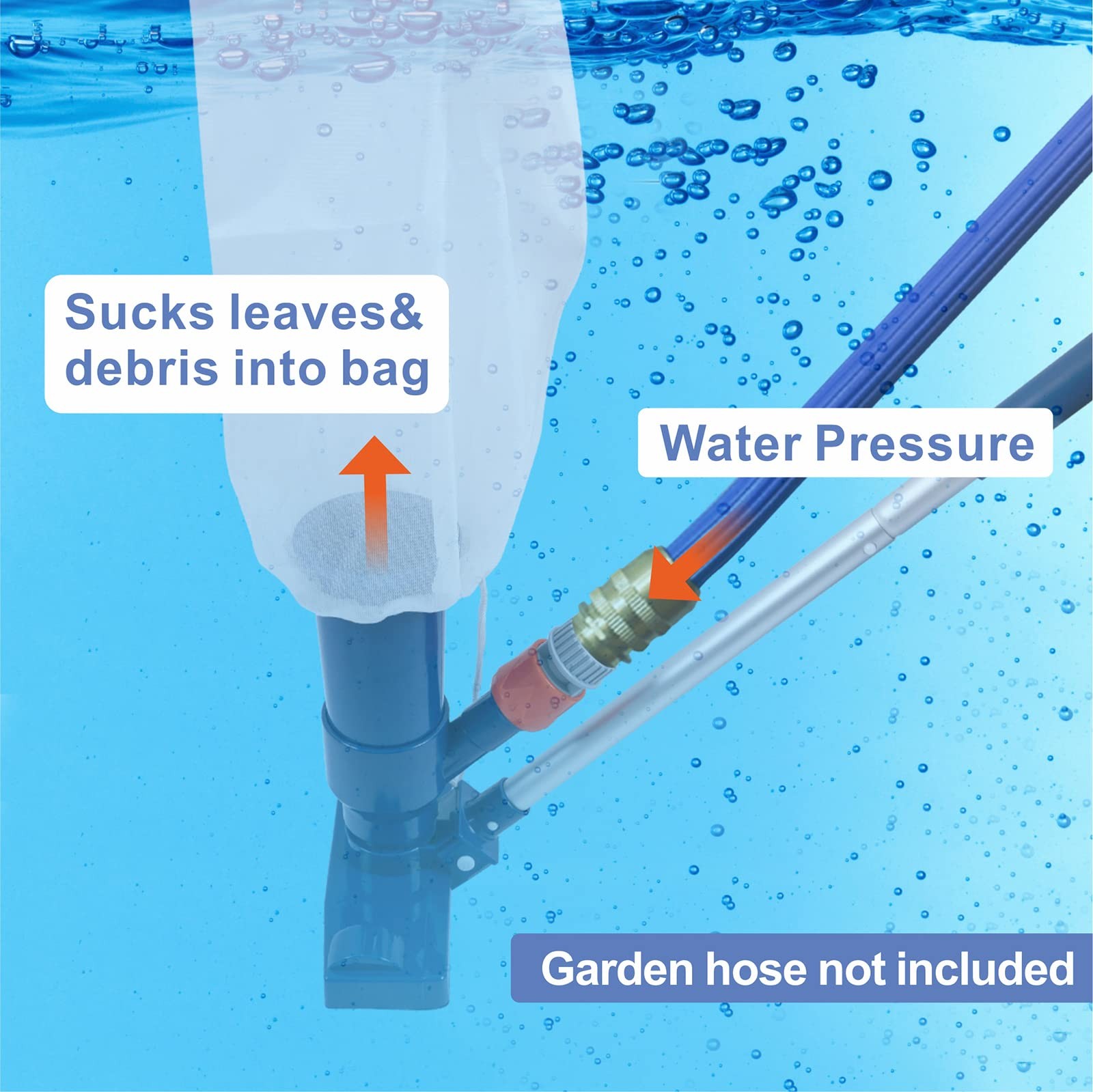 Upgraded Swimming Pool Spa Jet Vacuum Cleaner with Brush & 56&Prime; Pole,for BLUE