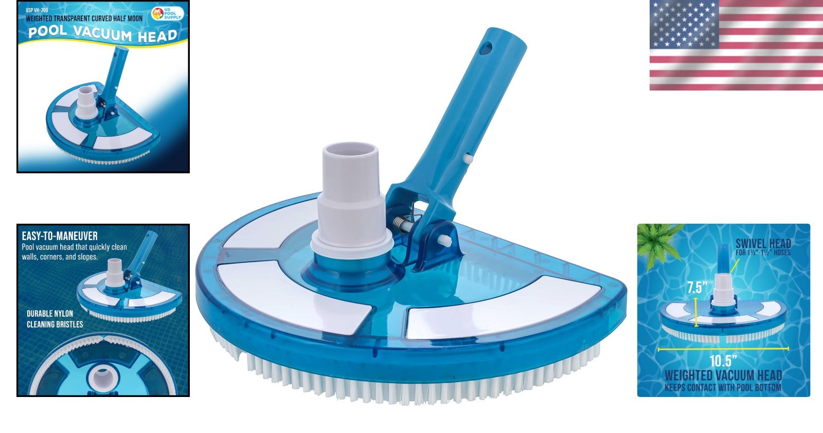 Weighted Pool Vacuum Head – Transparent Design for Effortless Cleaning