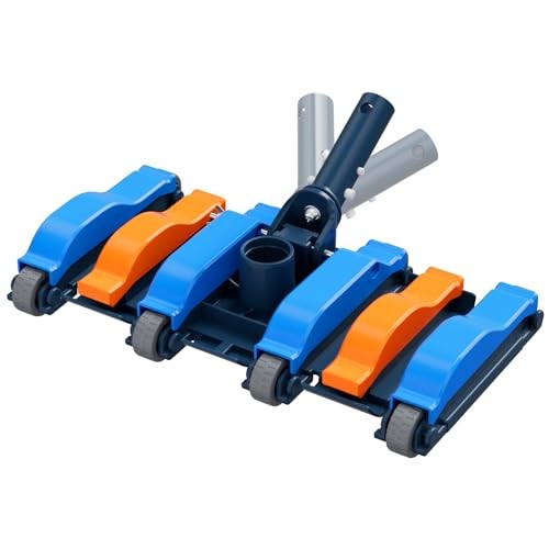 Commercial-Grade 4.4 LB Weighted Pool Vacuum Head with Swivel Blue&Orange