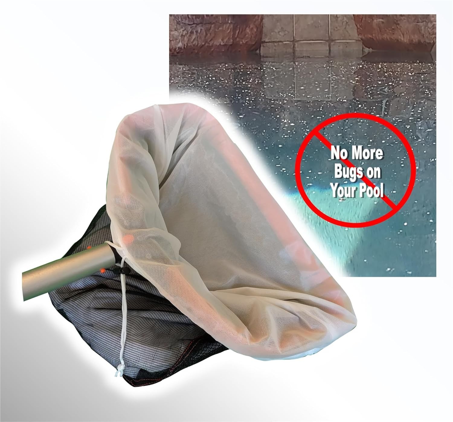 Durable Fine Mesh Pool Net Insert Transforms Any Deep Skimmer for Easy Cleaning