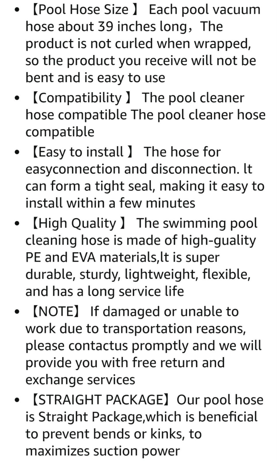 CRUSHONYOU Pool Cleaner Hose 6 Pack 39in 1-1/2in ID Blue EVA/PE
