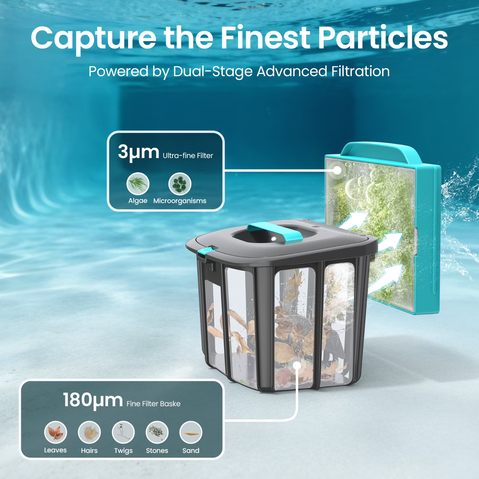 Aiper Scuba 1100W Cordless Robotic Pool Cleaner for Above-ground and Flat-floore