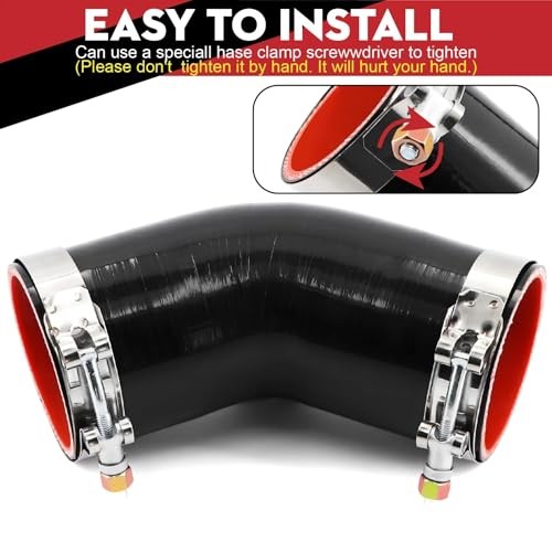 45 Degree Elbow Silicone Hose, 3 Inch (76mm), Universal Fit, Red, 4-Ply 45° 3in