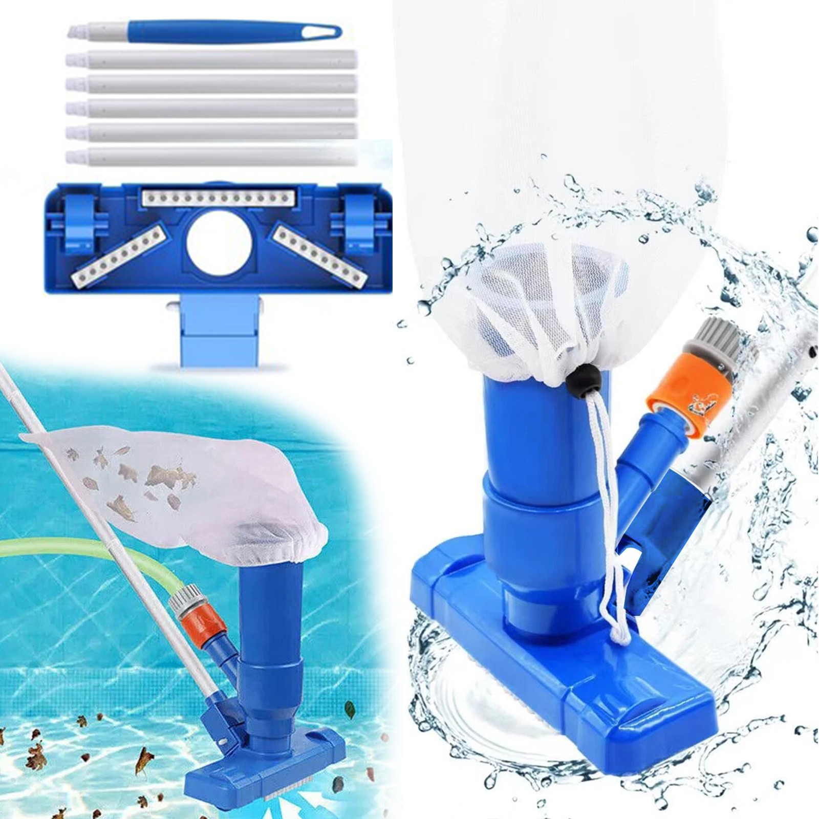 Handheld Vacuum Swimming Pool Jet Cleaner 5Section Pole Ground Spa Fountain Pond