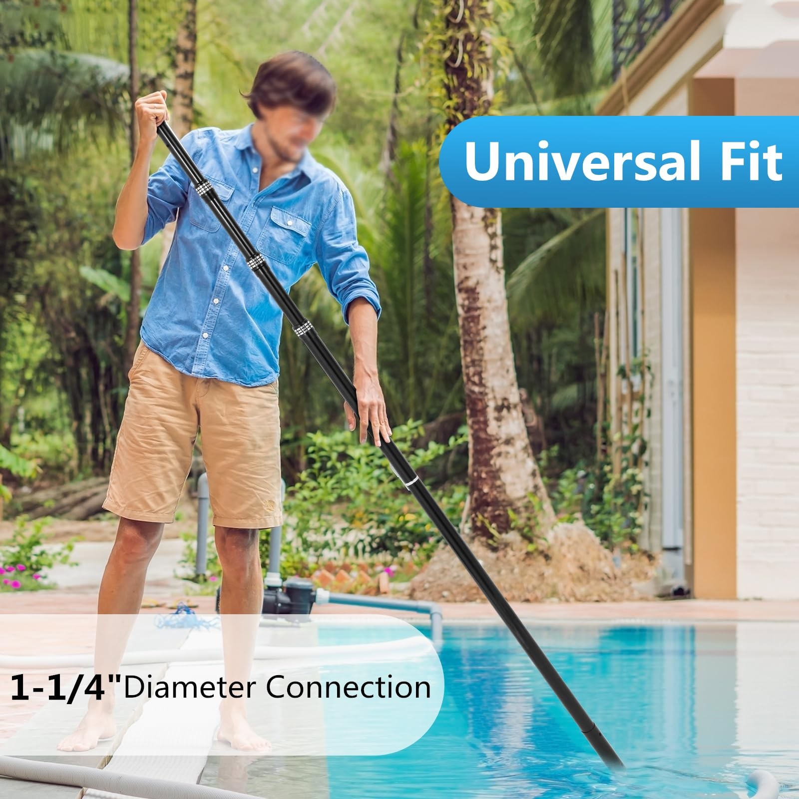Jspjsp Carbon Fiber Pool Rod – Professional 4.5-15 Foot Telescopic 4-Piece Pool