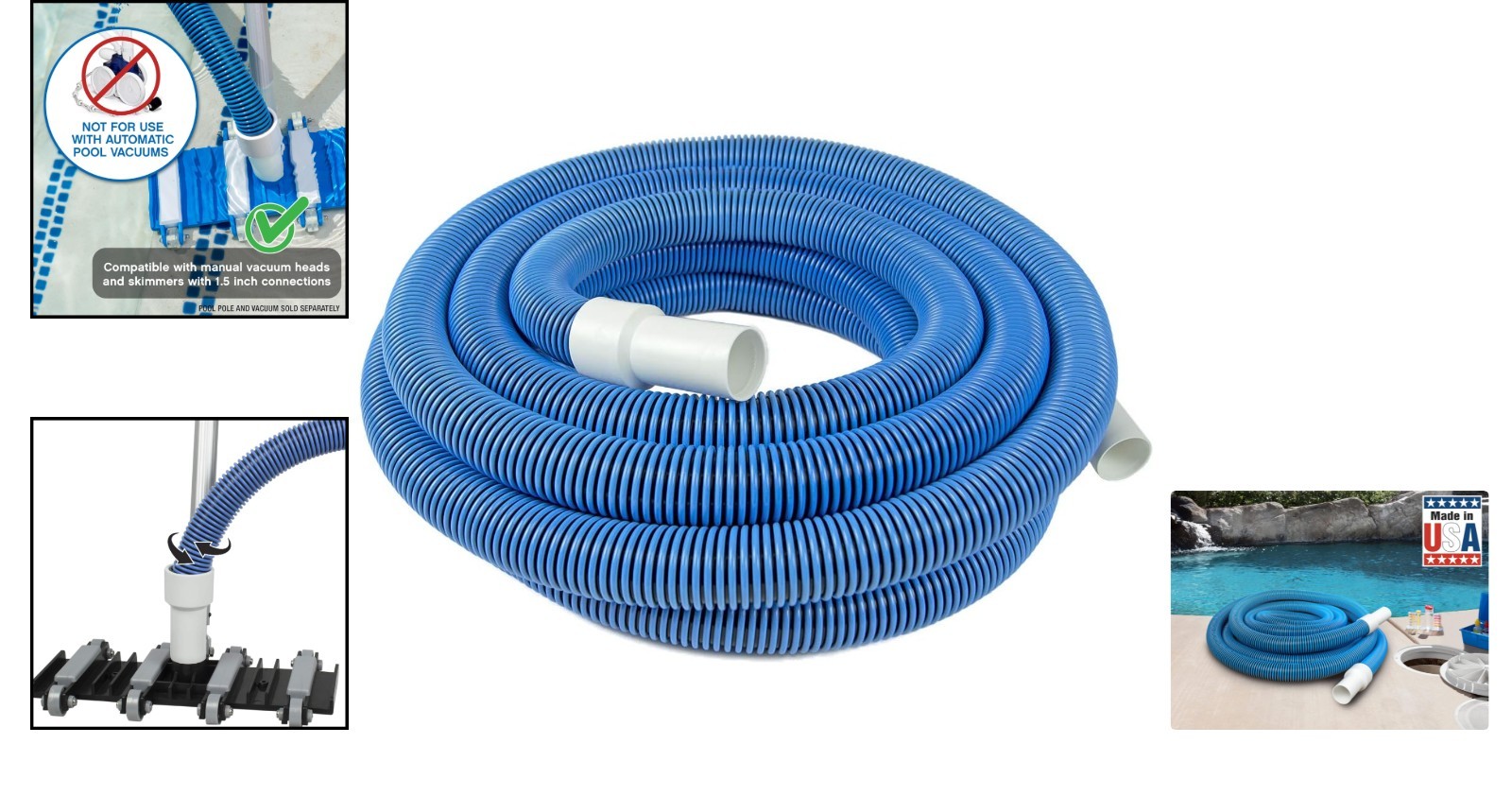 Manual Pool Vacuum Hose 30Ft for Inground Above Ground Pools