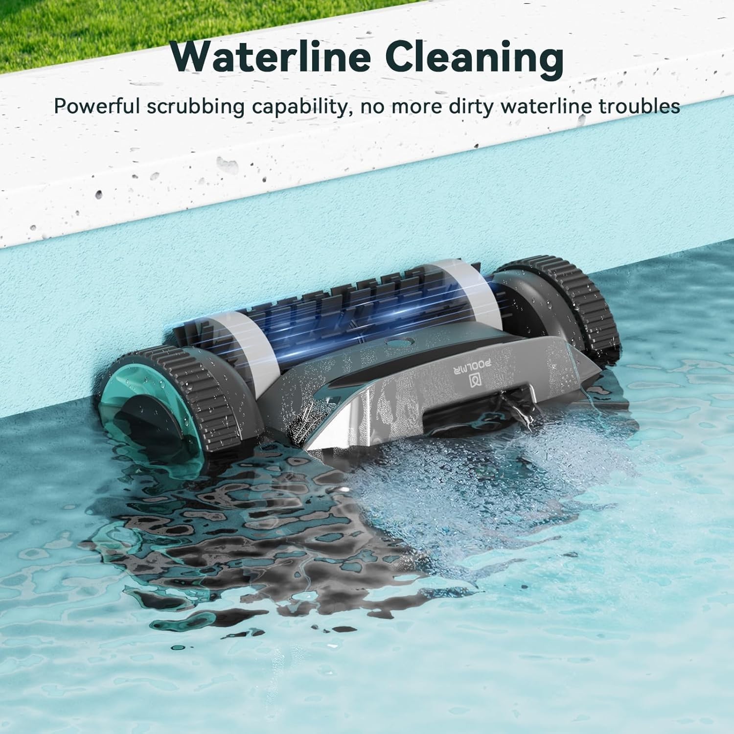 Cordless Robotic Pool Cleaner Wall Climbing 120 Mins Run Smart Navigation 1500ft