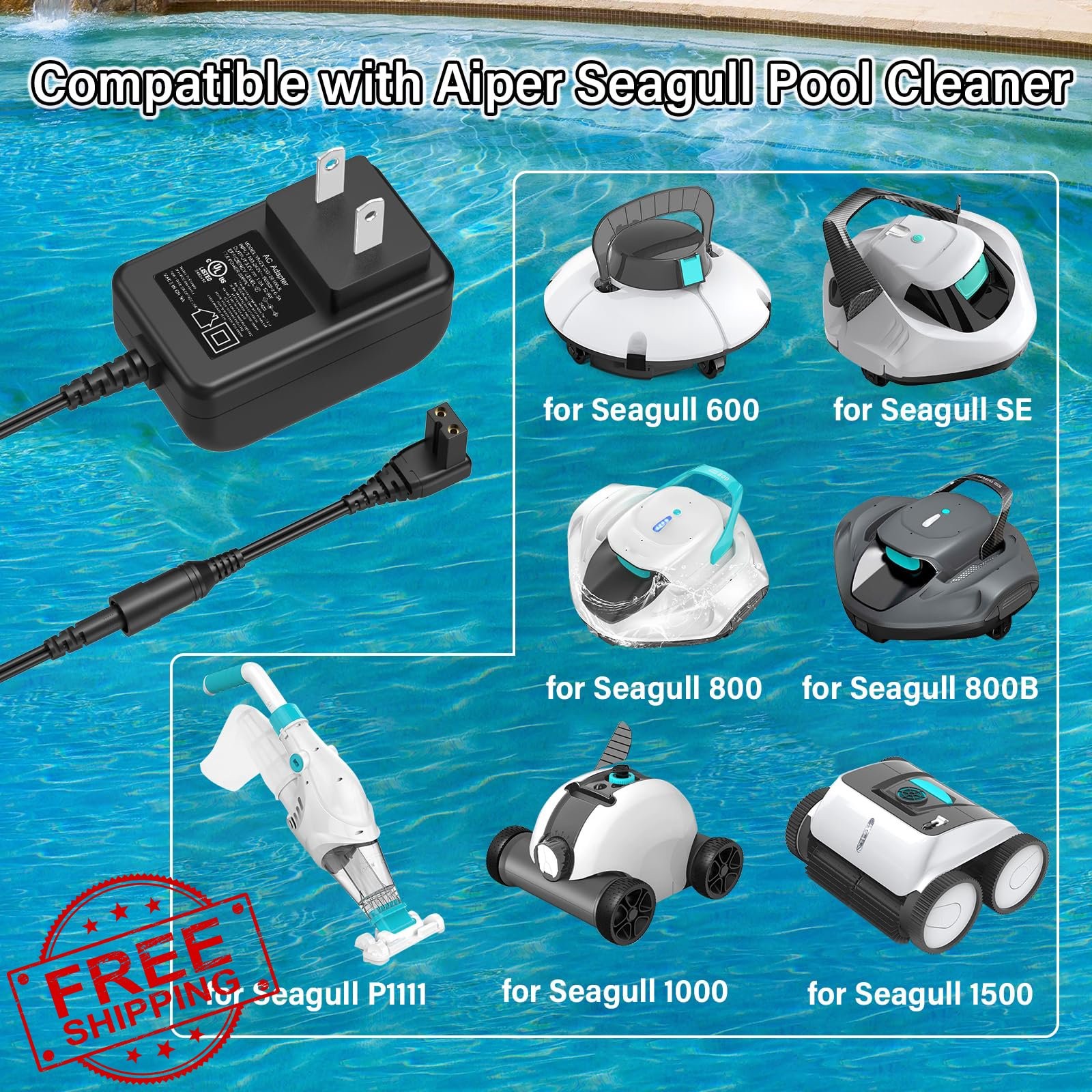 12.6V Pool Vacuum Charger for Aiper Seagull Cleaner
