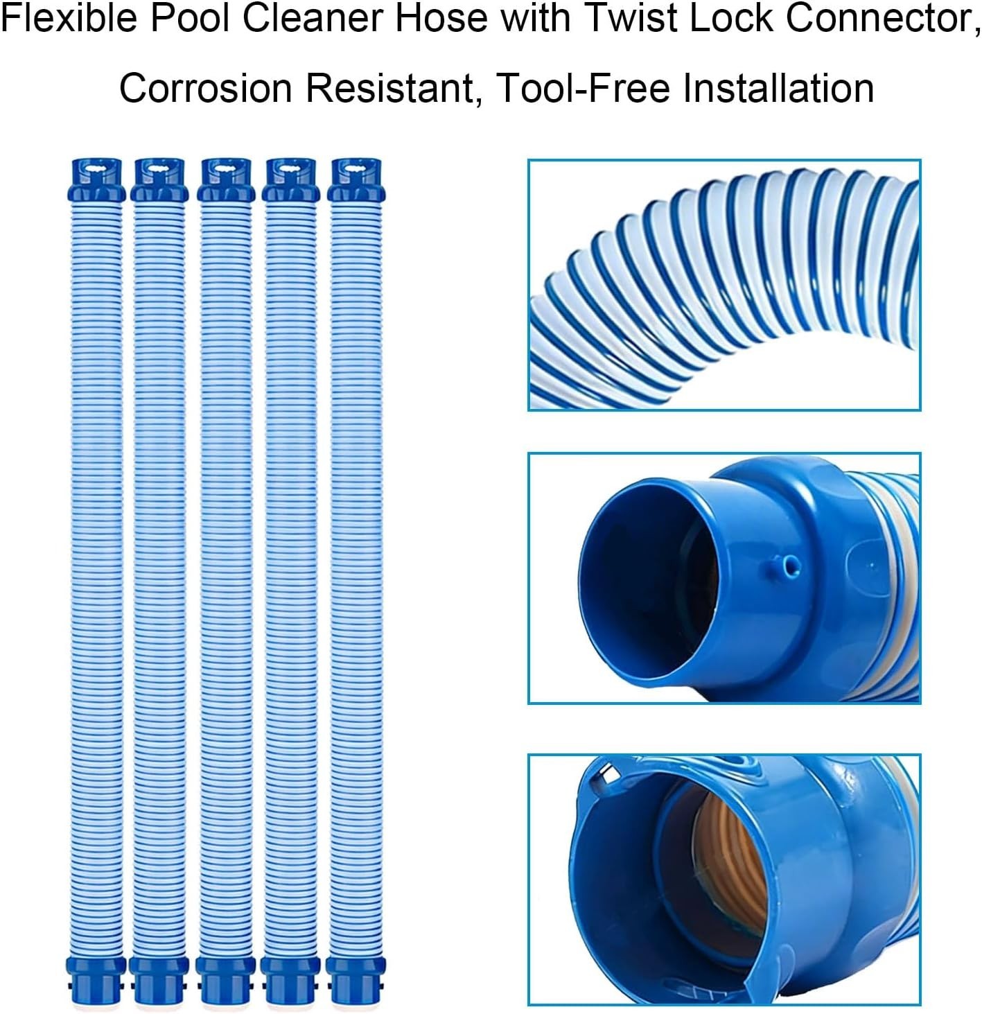 10 Pack Pool Cleaner Hose for Zodiac X7 T3 T5 MX6 MX8, 39&Prime; Twist Lock Hoses