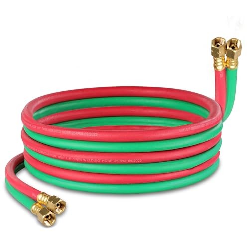 Oxy Acetylene Hose, 15 Foot x 1/4 Inch – B Fitting Twin Cutting Torch 15 Ft