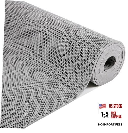 Thick PVC Drainage Floor Mat Non Slip Flooring Mats Swimming Pool 3x10FT Grey