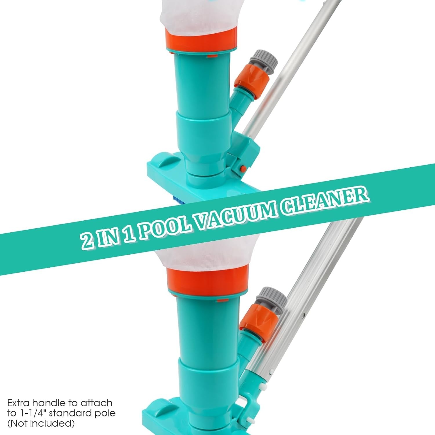 Jet Pool Vacuum Cleaner with Telescopic Pole for Above Ground Pools