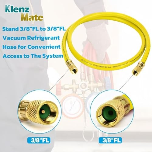 2026 Upgraded 3/8&Prime; HVAC Vacuum Hose,72&Prime; Refrigerant Charging Yellow 6Ft