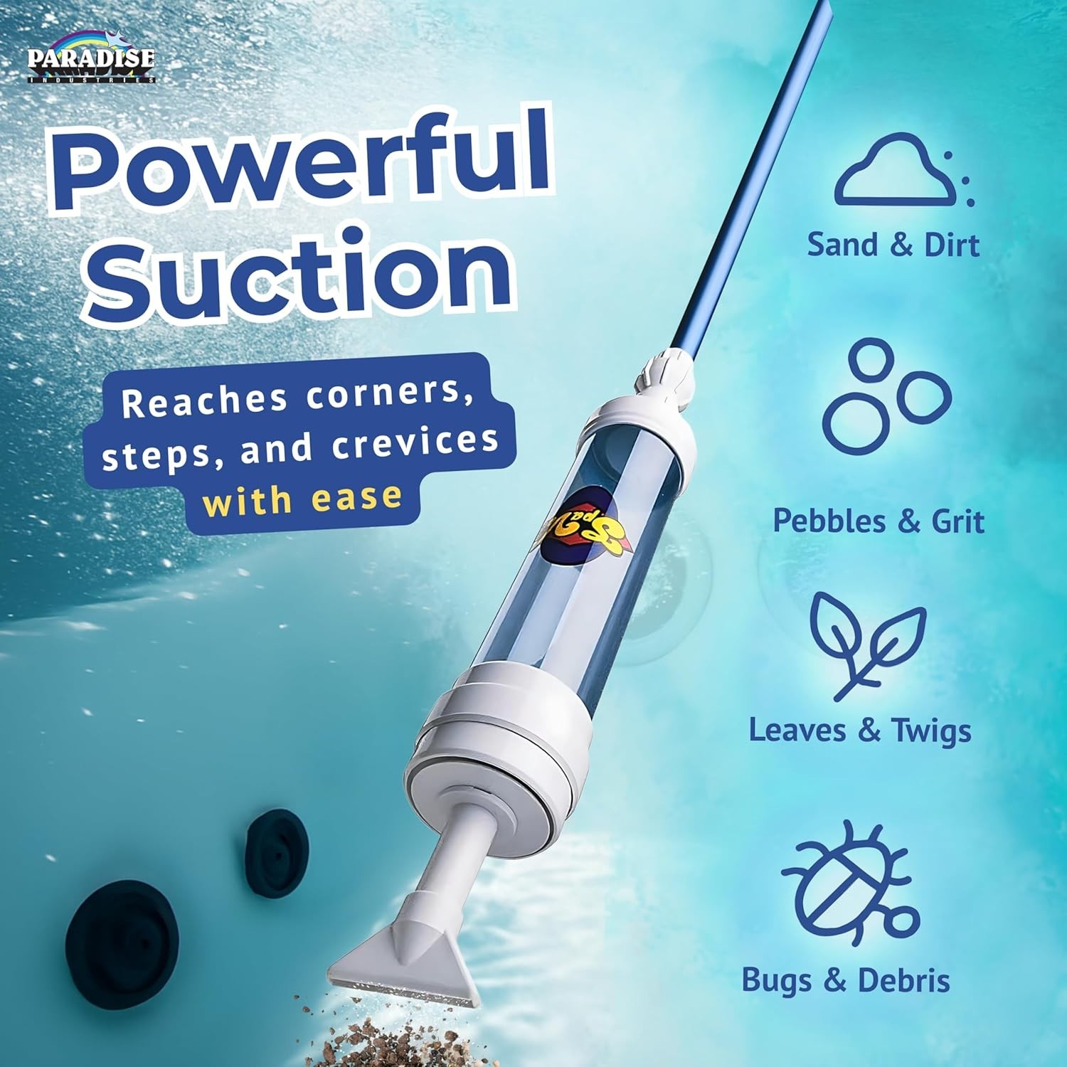6250 Paradise Spa Vacuum – Manual Cordless Hot Tub Pool Cleaner Telescopic Tool