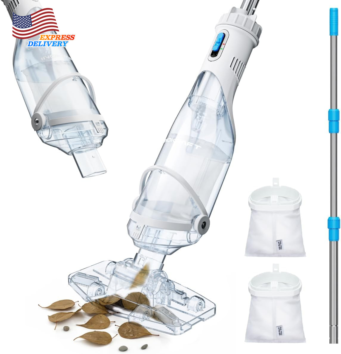 Cordless Pool Vacuum Cleaner Rechargeable Handheld for above & Inground Pools US