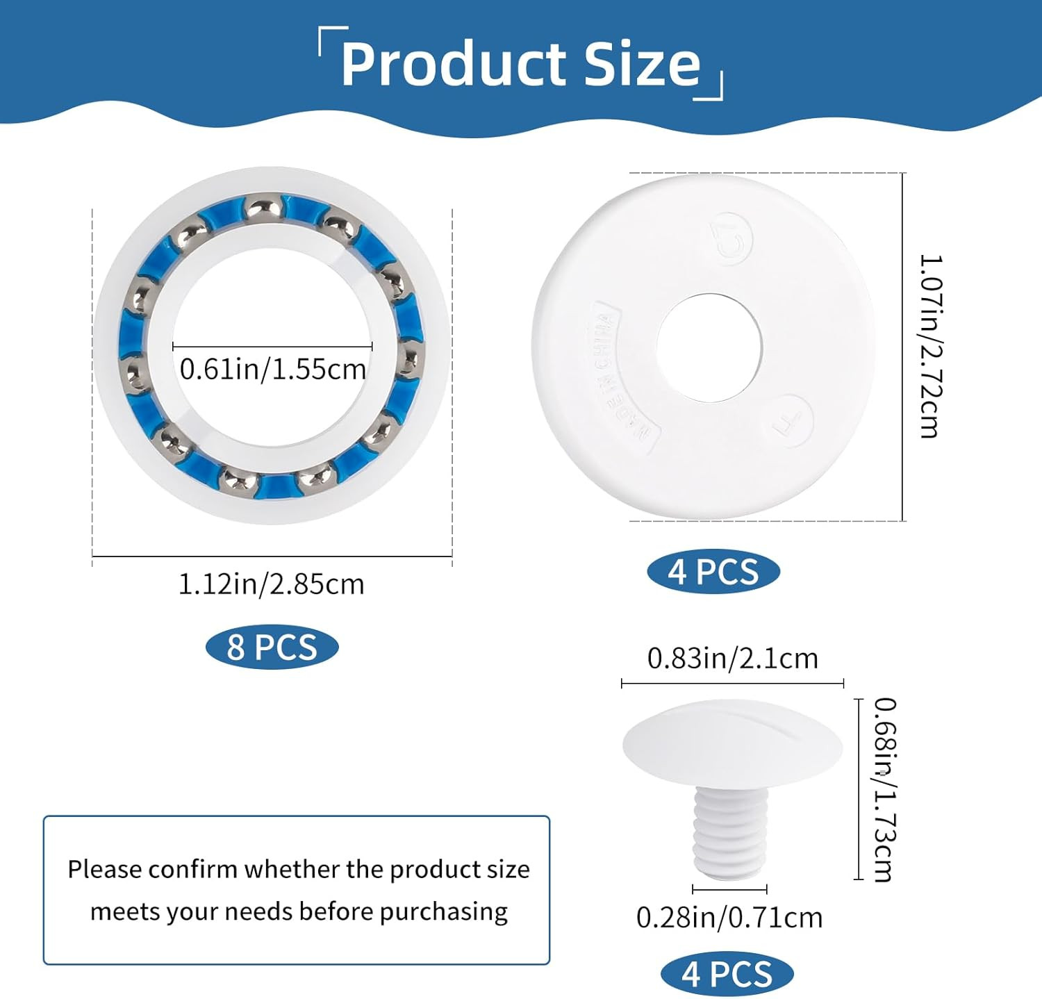 16PCS Rebuild Kit for Polaris 280/180 Pool Cleaner, Bearings, Screws, Washers