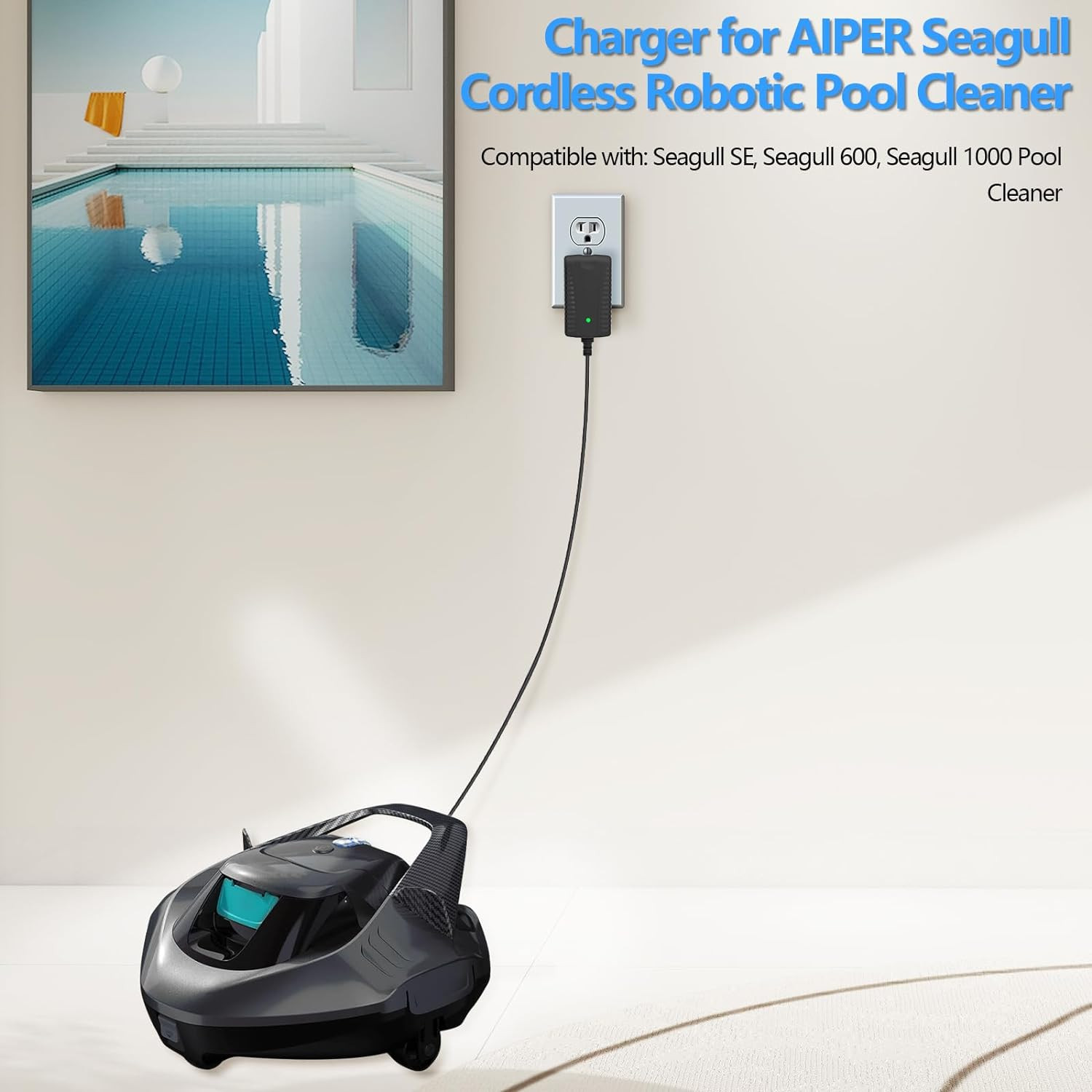 12.6V Charger for AIPER Cordless Robotic Pool Cleaner Compatible with AIPER Seag