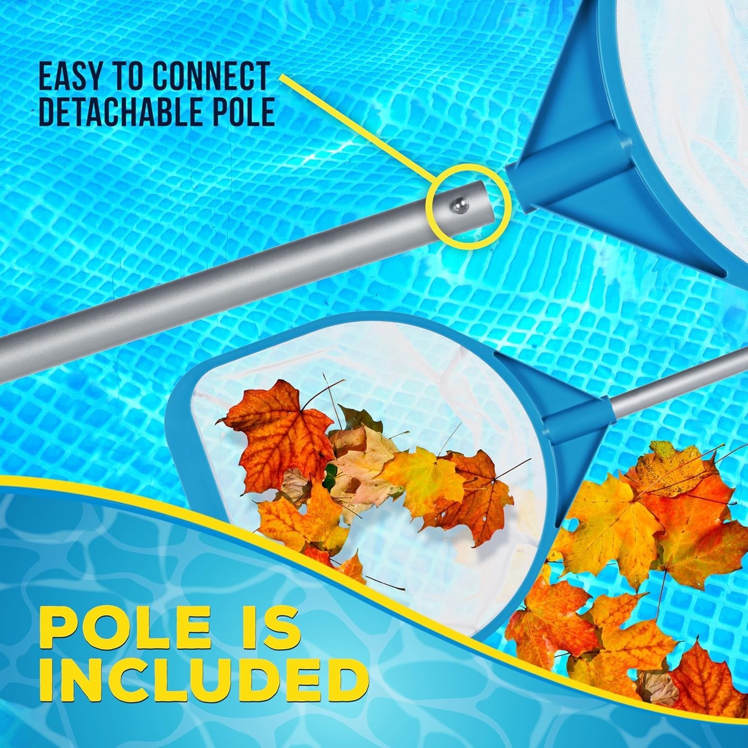 12×30 Ultra Fine Pool Skimmer Net Leaf Scoop w/ Handle Spa Hot Tub Pool