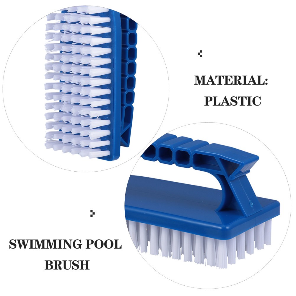 2Pcs Reusable Pool Scrub Brush with Non Slip Handle for Bathroom Floor Cleaning