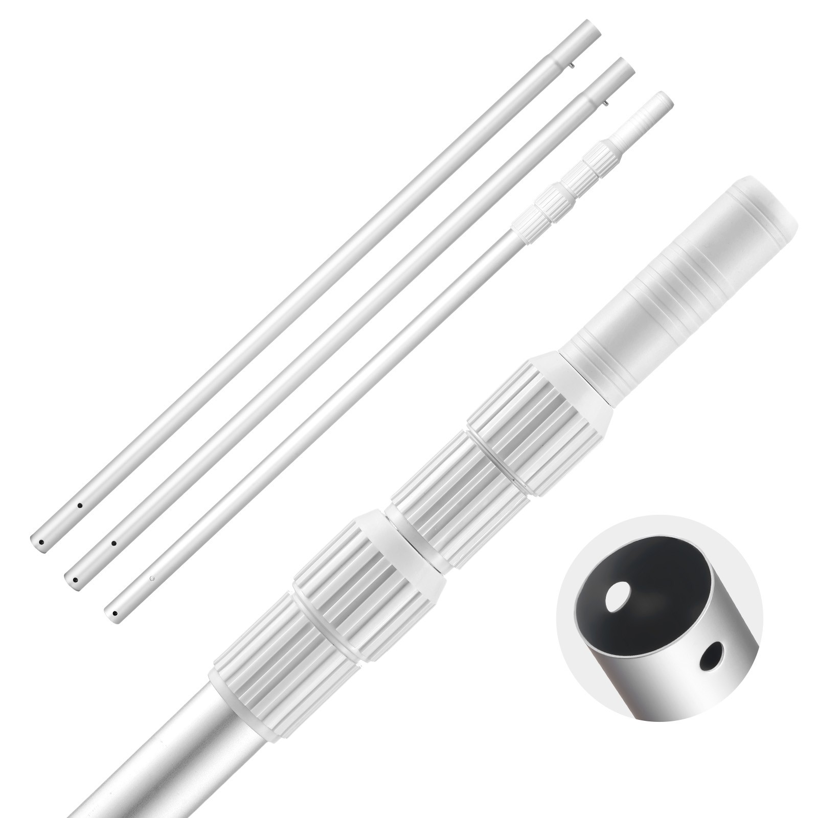 VEVOR Swimming Pool Pole 3.4 to 15 ft Telescopic Aluminum Alloy Twist Locking