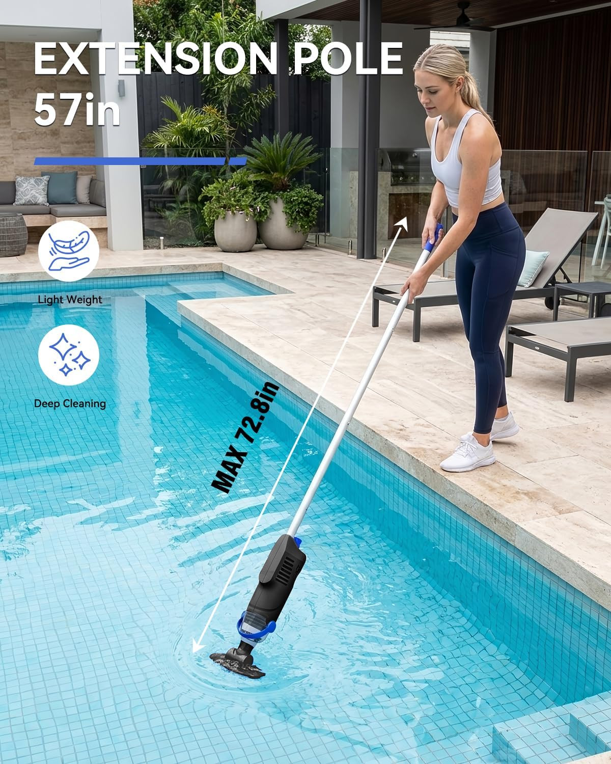 2026 Upgraded Pool Vacuum for above Ground, 18 GPM Powerful Suction Cordless Poo
