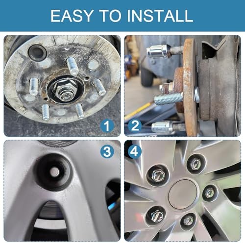 M12x1.50 Chrome Wheel Lug Stud Nut Set, Hub Bolt, Standard Wheel Tire Lug Stud