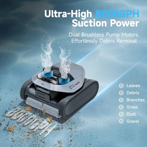 Z1 Pro Cordless Robotic Pool Cleaner, LiFi & APP Control, 8000 GPH Suction,