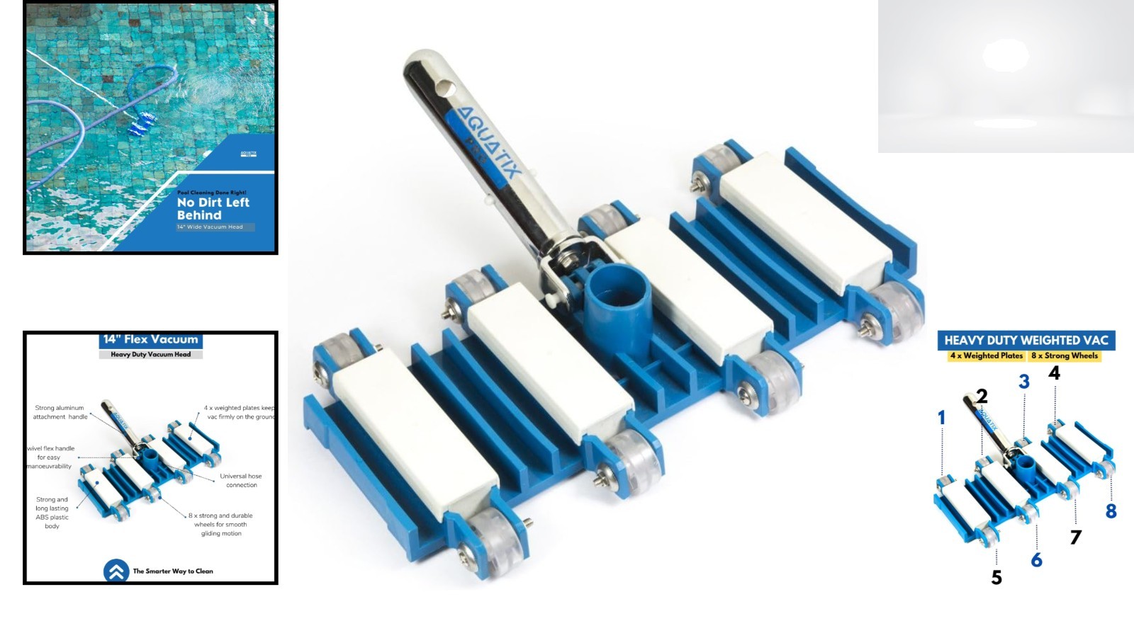 Weighted Pool Vacuum Head 14 Inch Heavy Duty Flexible Cleaner for Concrete Pool