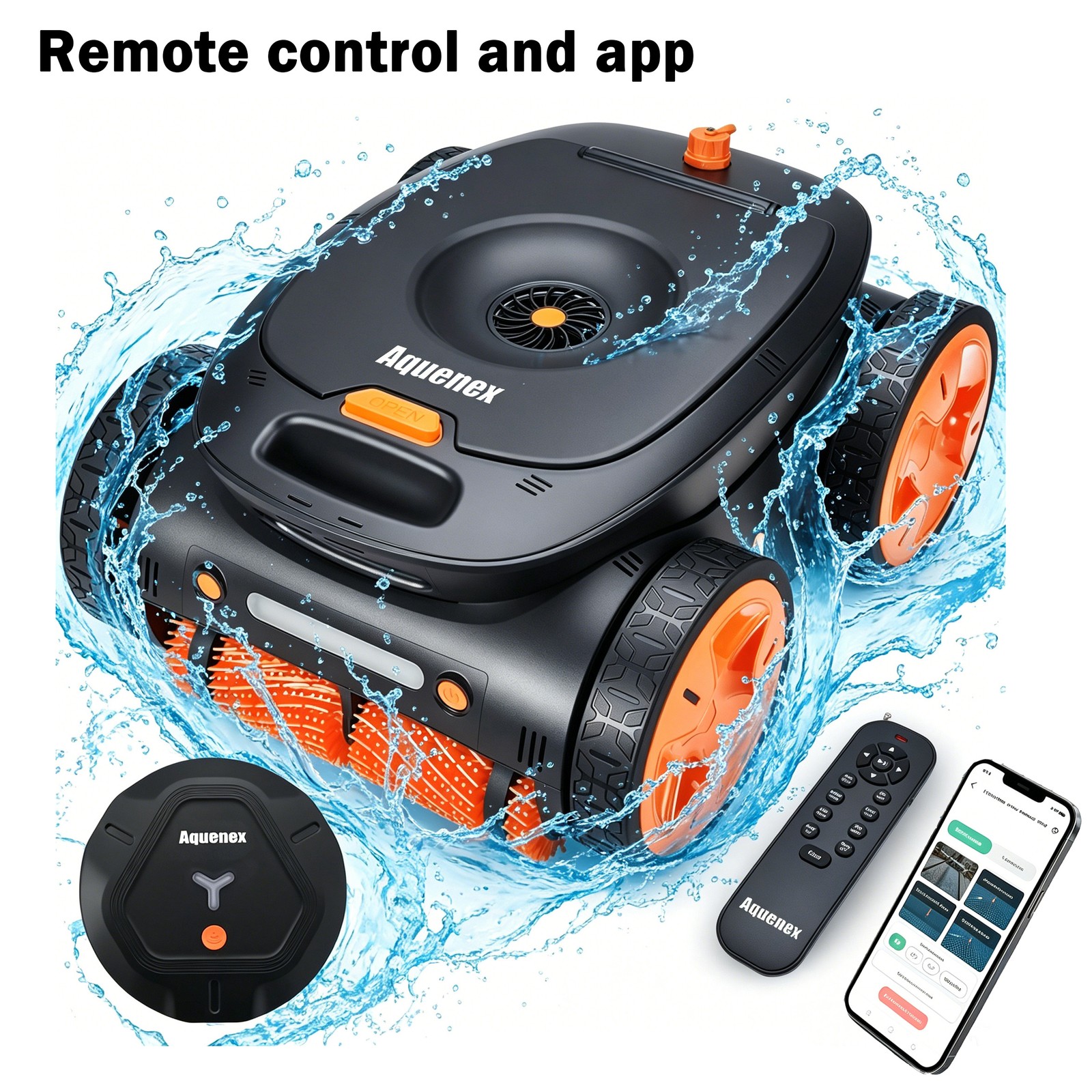 Cordless Robotic Pool Cleaner Underwater App & Remote Direct Control 5-Motor US