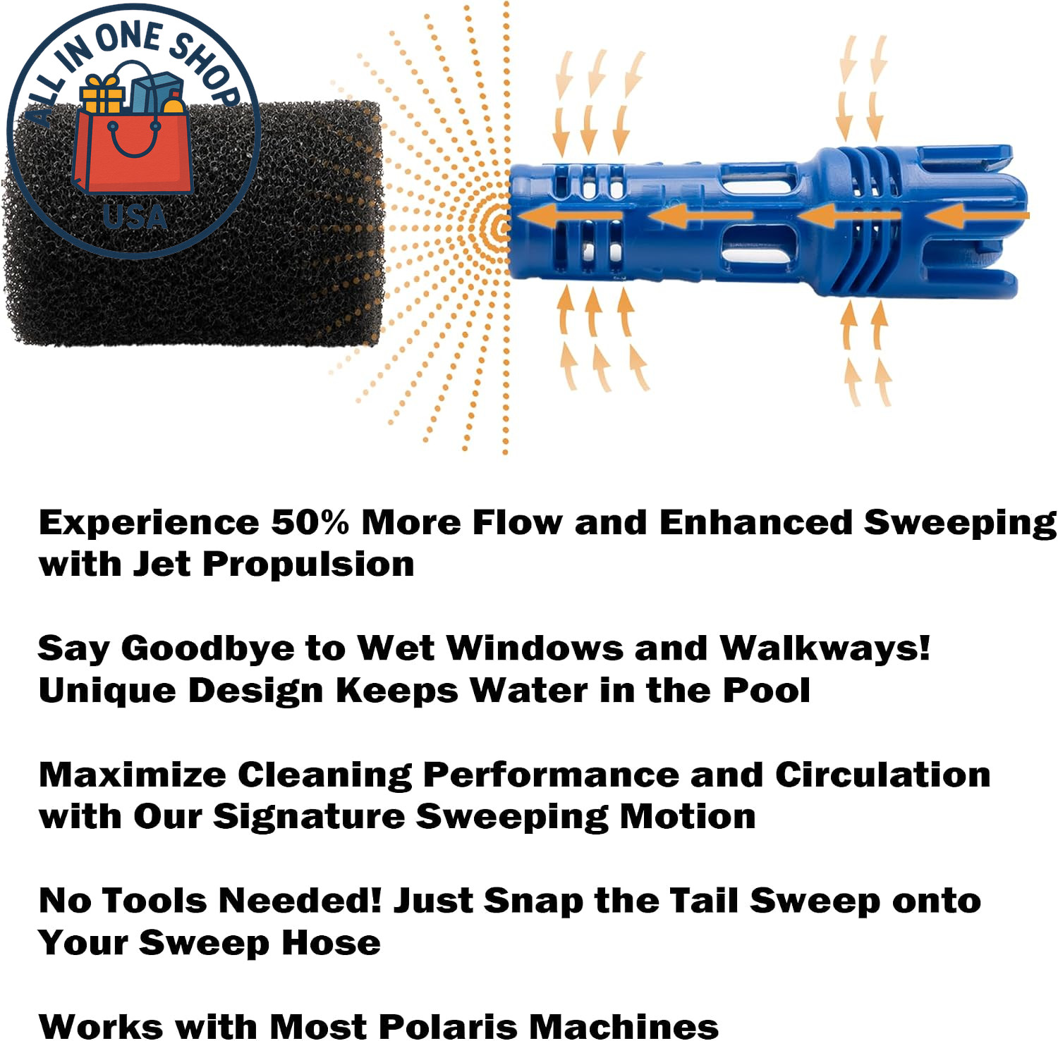 Polaris Pool Cleaner Tail Sweep with Scrubber for Models 3900, 380, 360, 280,180