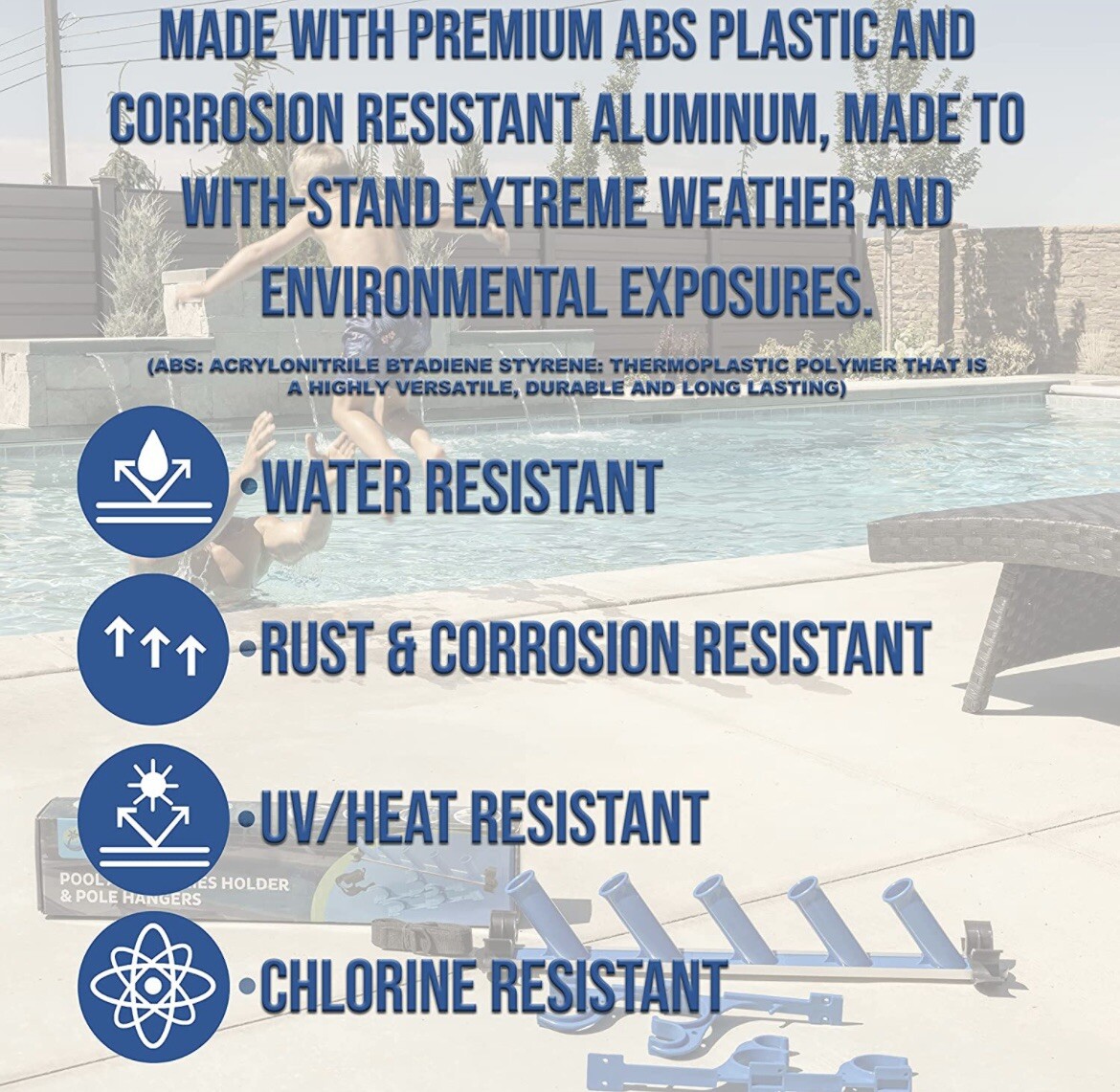 AquaMate Oasis Pool Accessories Organizer, Pole Hangers, Vacuum Hose Harness