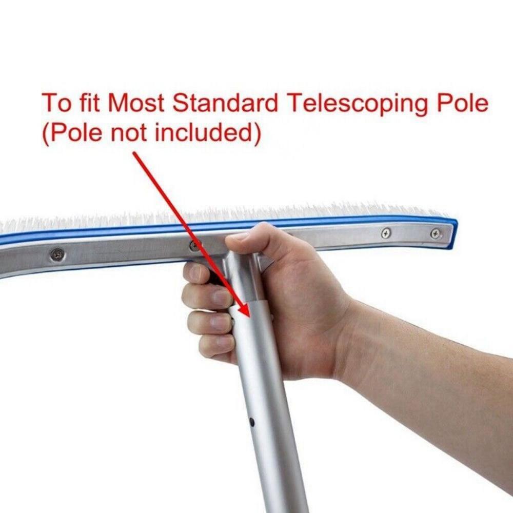 Swimming Pool Curved Wall Brush 18 Inch Aluminium Backed Pools Floor Cleaning