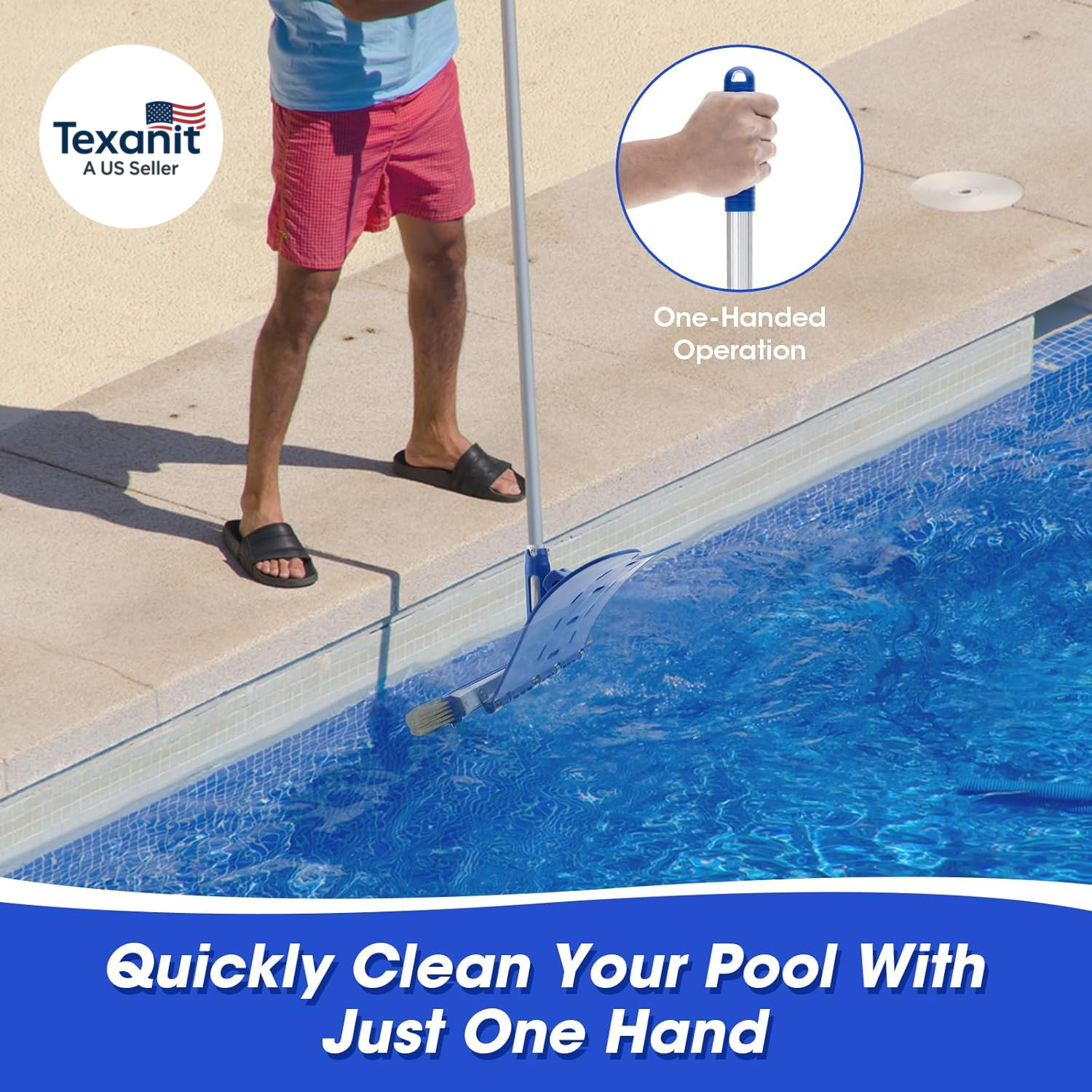 Pool Brush with Brush Tail for Cleaning Pool Walls Using Water Pressure, 18&Prime; Tou