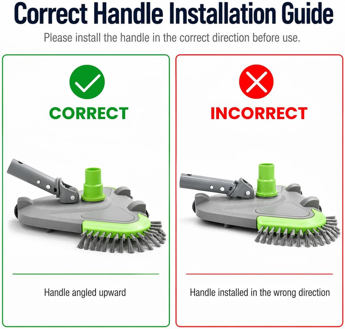 Sepetrel Upgraded Pool Vacuum Head with Wheels,Smart Swivel Handle & Swivel Hose