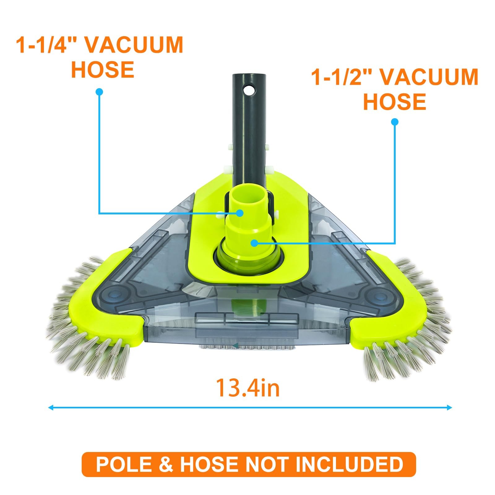 Upgrade Pool Vacuum Head with Side Brush & Universal Rotatable Hose Adapter,W…