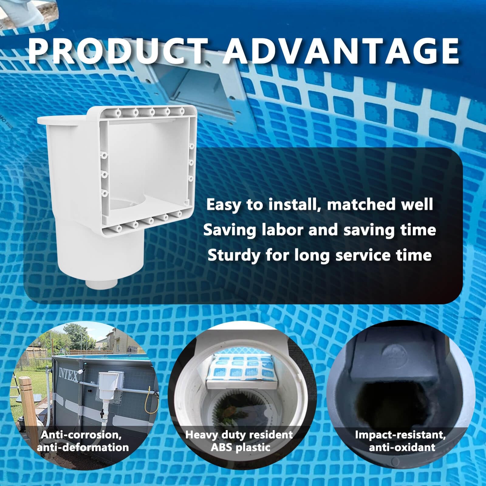 Above Ground Pool Skimmer, ABS Standard Thru-Wall Skimmer with Accessory Kit,…