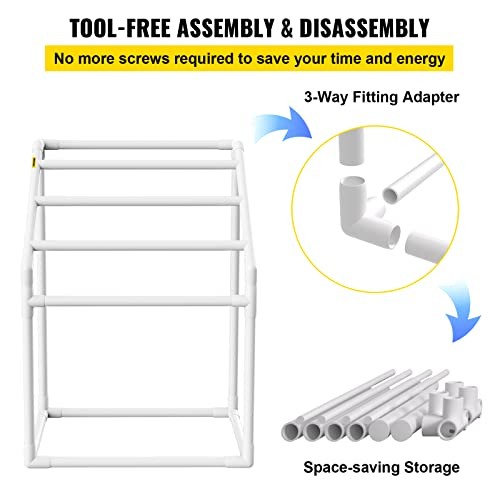 Pool Towel Rack, Freestanding Outdoor PVC Trapedozal Poolside 5 Bar White