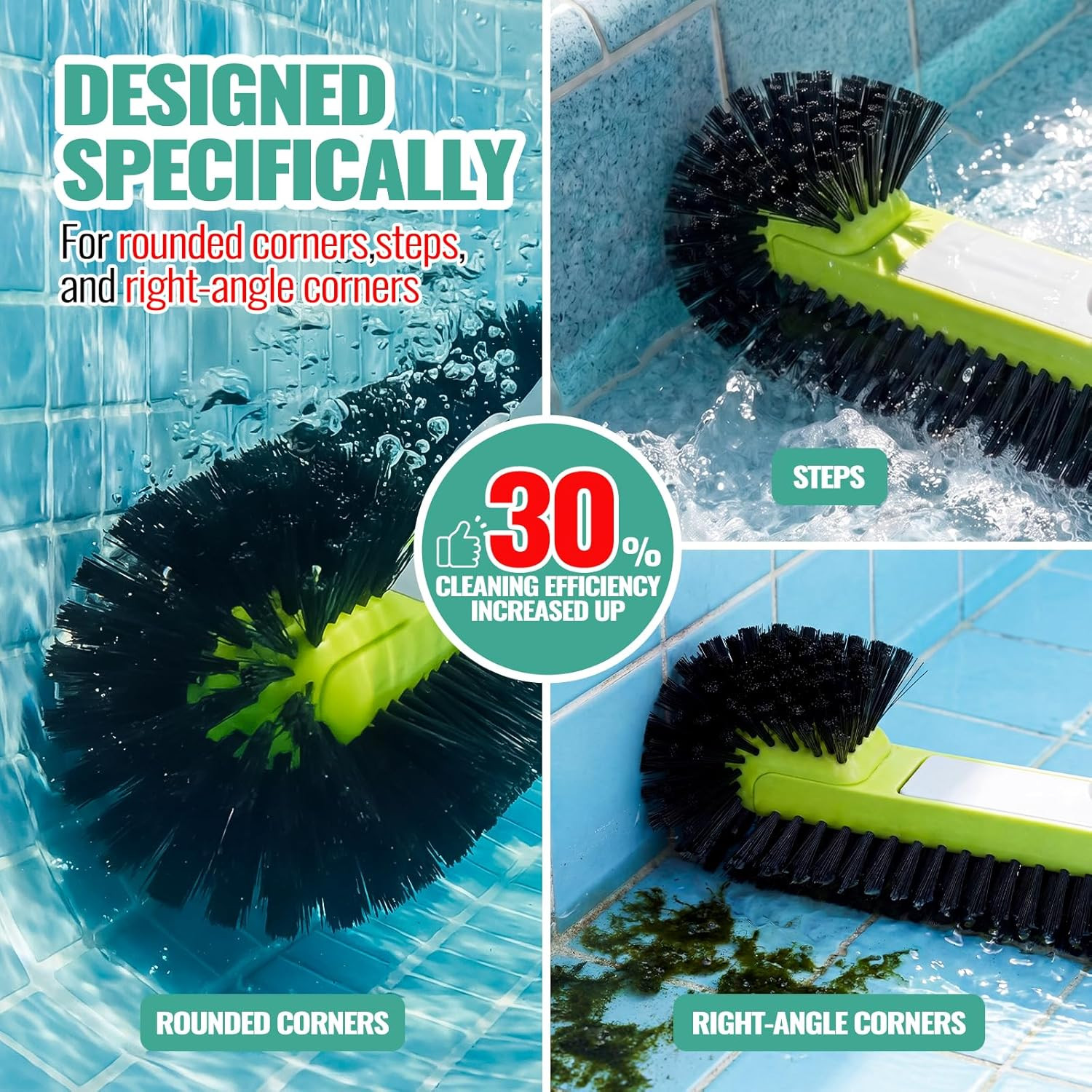 Pool Brush Head for Cleaning Walls with Hemispherical Bristles, Heavy Duty Ingro