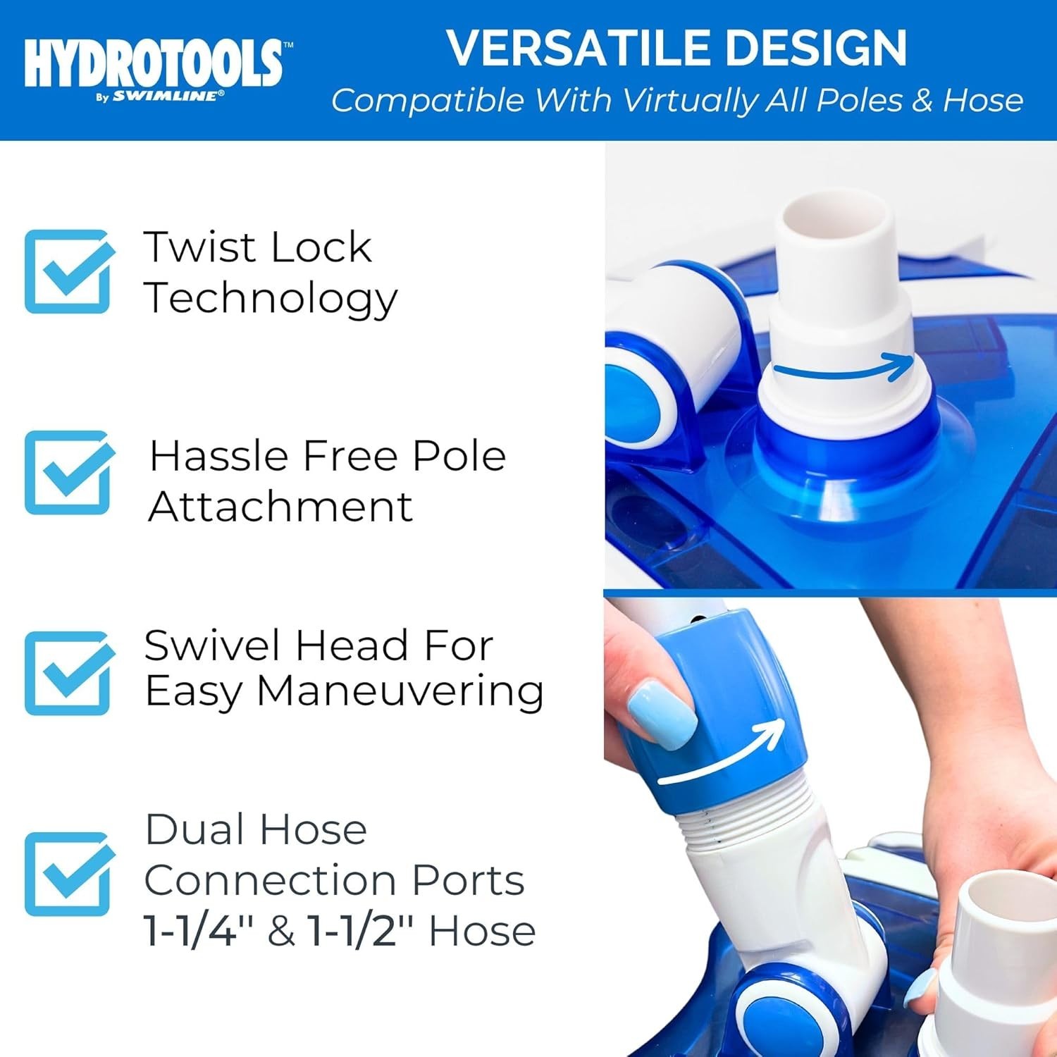 Weighted Pool Vacuum Head with Universal Hose Connector – Perfect for Any Pool
