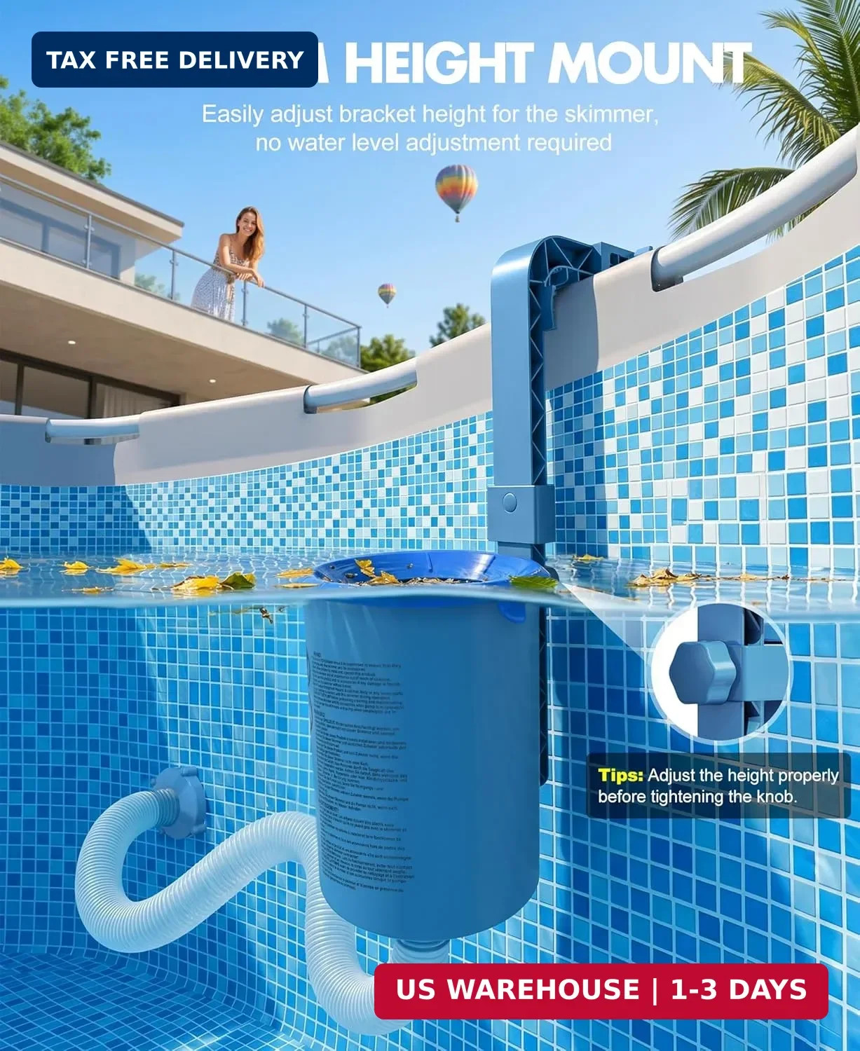 KIrSwp 2026 Above Ground Pool Skimmer with 3 Skimmer Socks | Wall Mount Surface
