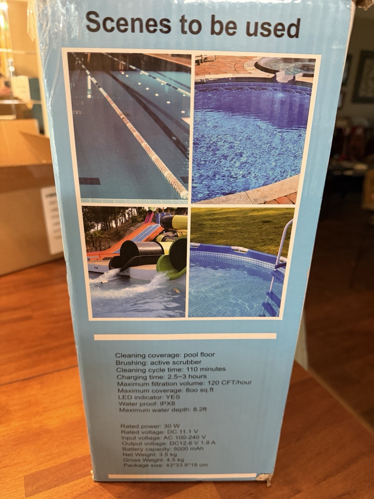Cordless Robotic Pool Cleaner Dual Motor 110 Min 120 CFT/hr Above-Ground
