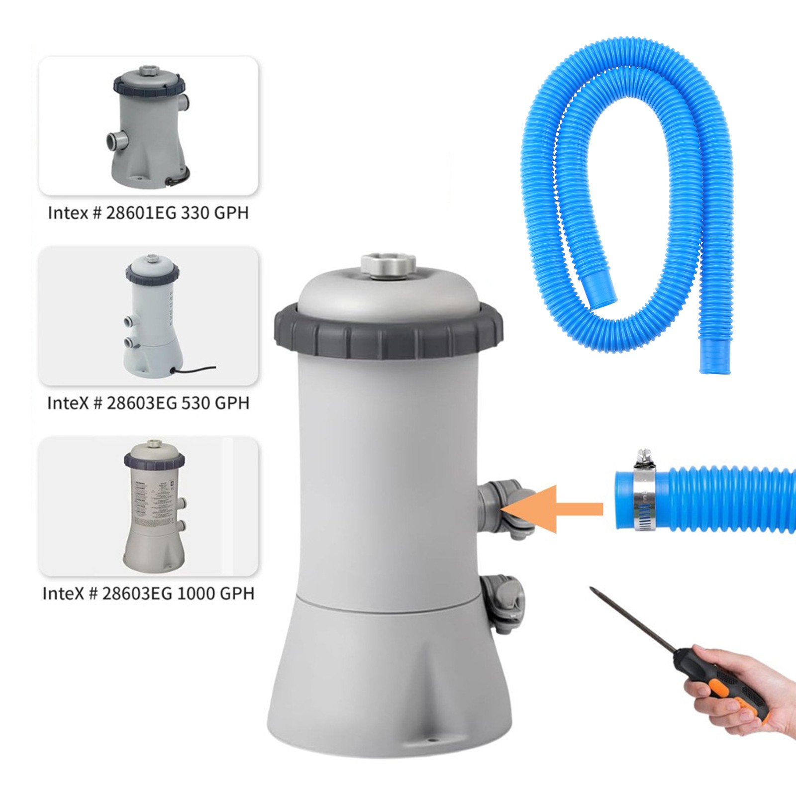 2 Pack 1.25&Prime; x 59&Prime; Pool Pump Hoses with Clamps for Intex Coleman Bestway Pools