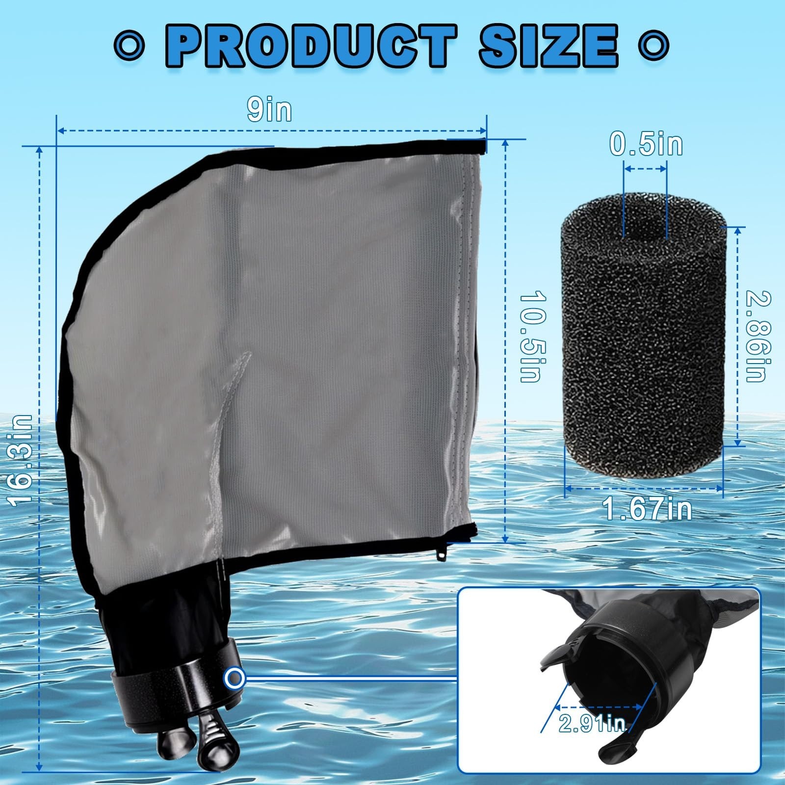 3900 Sport Pool Cleaner Bag Compatible with Polaris 3900, 5L Zipper Bag & Sweep